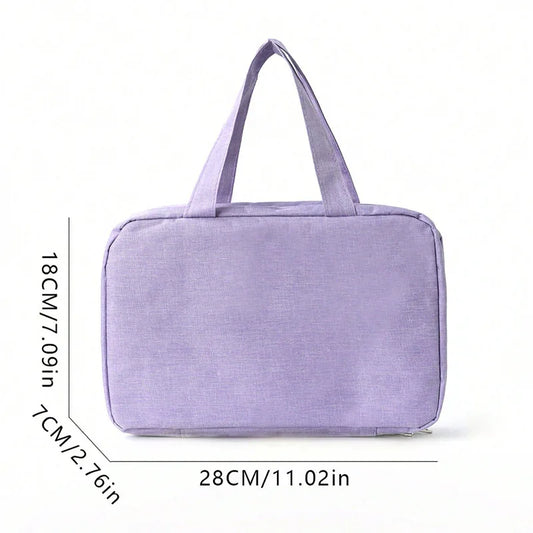 Purple Multipurpose Portable Travel Toiletry Bag - Waterproof Cosmetic Organizer with Zipper - Mekamart Australia