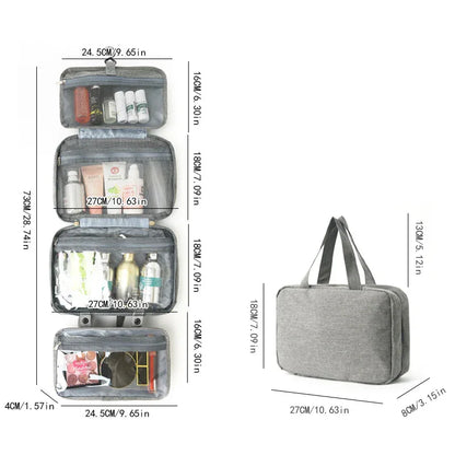 Gray Multipurpose Portable Travel Toiletry Bag - Waterproof Cosmetic Organizer with Zipper - Mekamart Australia