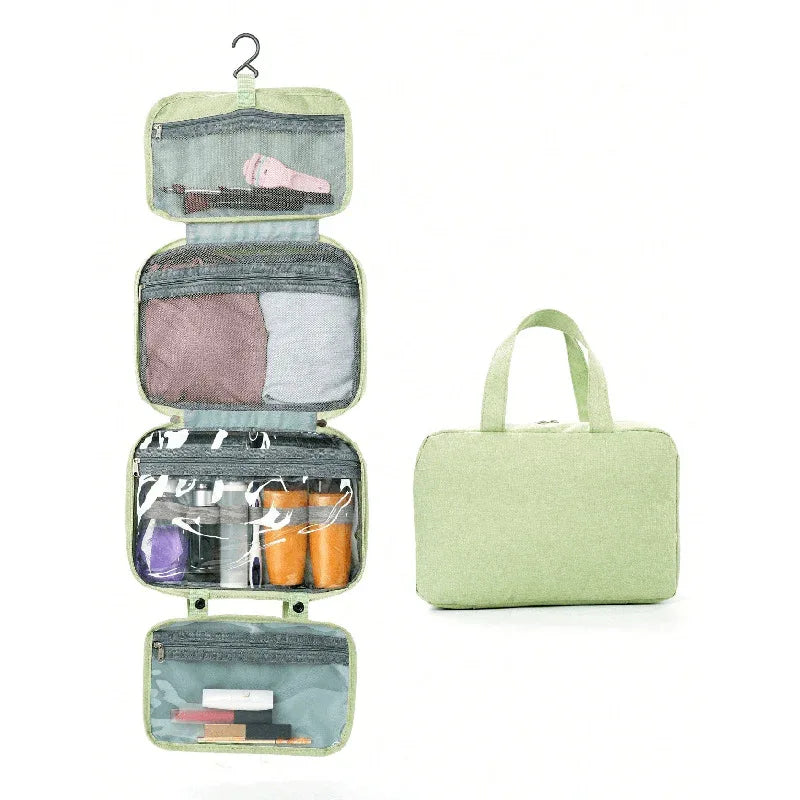 Green Multipurpose Portable Travel Toiletry Bag - Waterproof Cosmetic Organizer with Zipper - Mekamart Australia