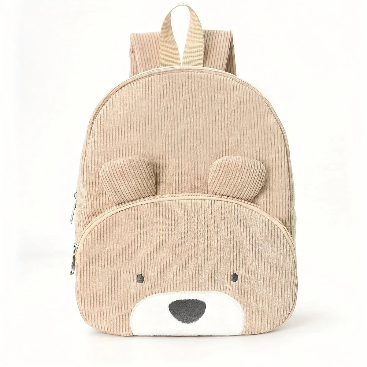 Cute Khaki Bear Backpack - Soft Corduroy Material with Adjustable Straps - Mekamart Australia