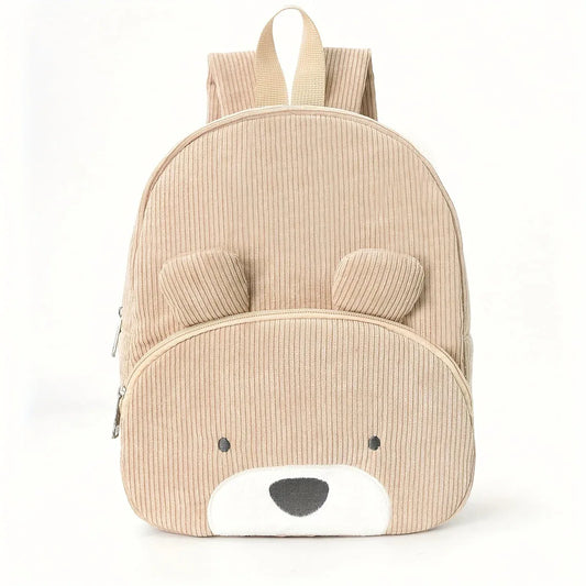 Cute Khaki Bear Backpack - Soft Corduroy Material with Adjustable Straps - Mekamart Australia
