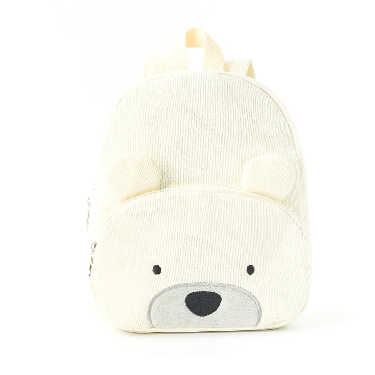Cute Off White Bear Backpack - Soft Corduroy Material with Adjustable Straps - Mekamart Australia