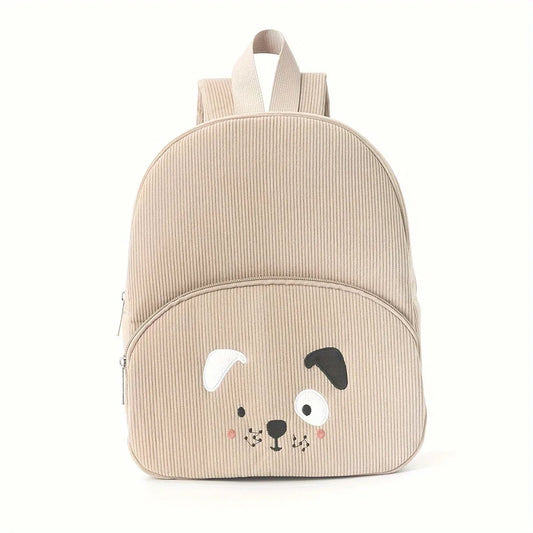 Cute Khaki Dog Backpack - Soft Corduroy Material with Adjustable Straps - Mekamart Australia