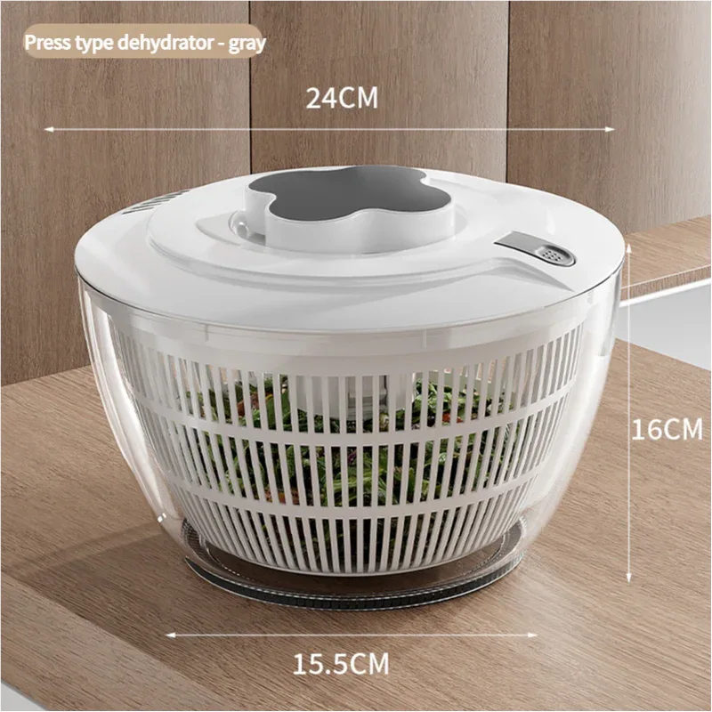 Grey Manual Salad Spinner with Pressurized System - Efficient & Quick Vegetables Drying, Multiple Color Options - Mekamart Australia