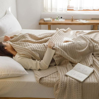 Cotton Waffle Blanket - Air Conditioning Blanket/Throw/Summer Quilt, 150*200cm,Light Green - Mekamart Australia