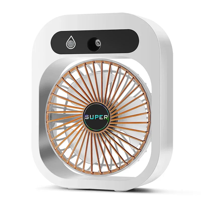 Portable USB Rechargeable Misting Fan - Compact Personal Fan with Cooling Spray - White Colors - Mekamart Australia