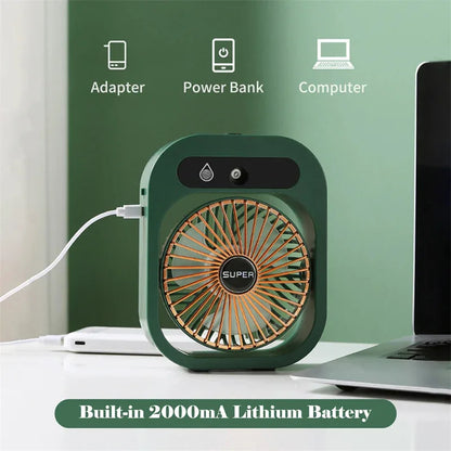 Portable USB Rechargeable Misting Fan - Compact Personal Fan with Cooling Spray - White Colors - Mekamart Australia