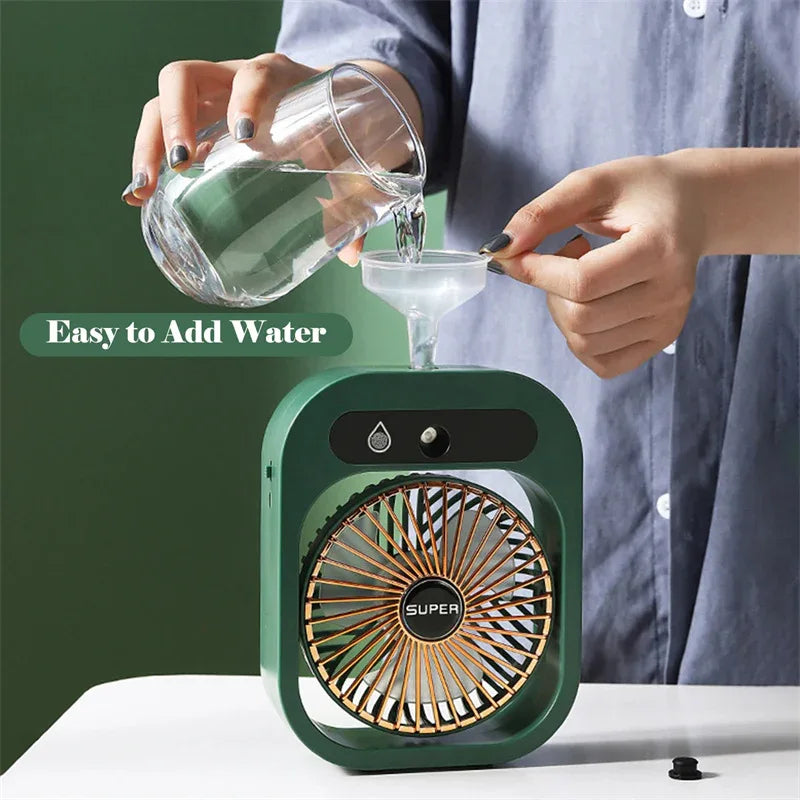 Portable USB Rechargeable Misting Fan - Compact Personal Fan with Cooling Spray - White Colors - Mekamart Australia