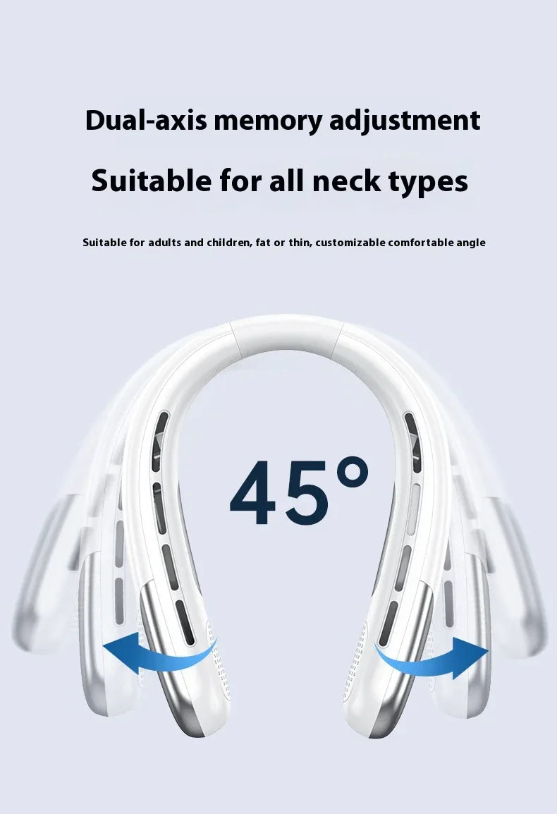 Digital Display Neck Fan - Rechargeable Portable Wearable Fan with Adjustable Speed- White 2400mAh - Mekamart Australia