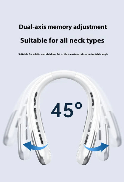 Digital Display Neck Fan - Rechargeable Portable Wearable Fan with Adjustable Speed- White 2400mAh - Mekamart Australia