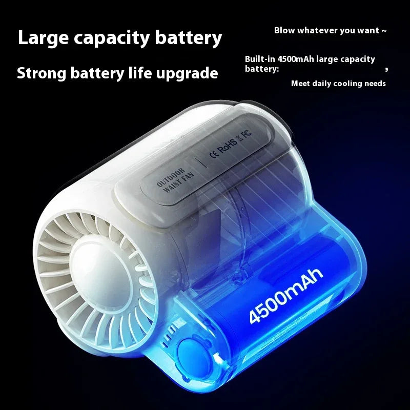 Green Outdoor Waist Fan - Portable Wearable Fan for Hands-Free Cooling - Mekamart Australia