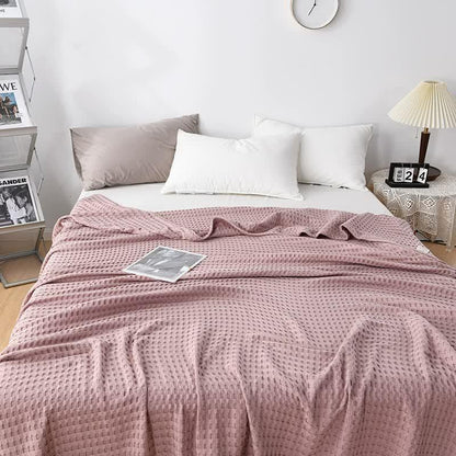 Cotton Waffle Blanket - Air Conditioning Blanket/Throw/Summer Quilt, 200*230cm,Bean Paste Color - Mekamart Australia