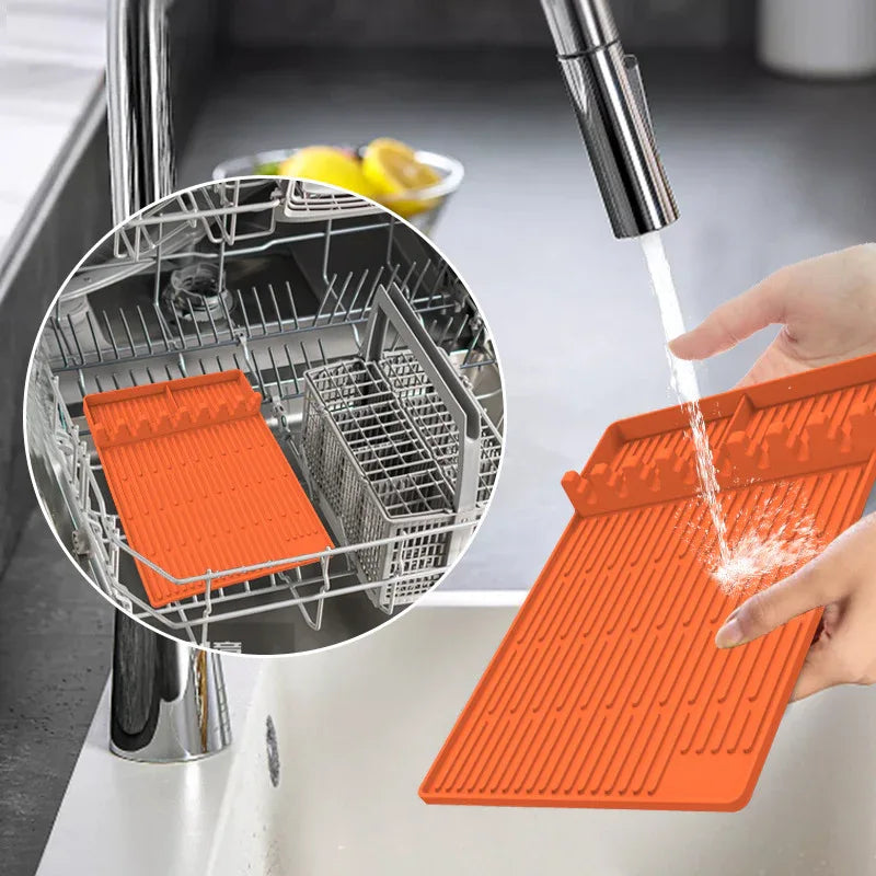 Orange Silicone BBQ Grilling Mat - Heat Resistant Side Rack Protector for Grills and Baking Trays - Mekamart Australia
