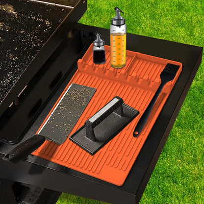 Grey Silicone BBQ Grilling Mat - Heat Resistant Side Rack Protector for Grills and Baking Trays - Mekamart Australia