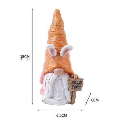 Easter Egg Easter Bunny Gnome Figurines - Handmade Carrot Hat Decorations for Easter Home Decor - Mekamart Australia