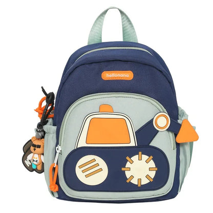 Blue Kids' Cartoon Backpack - Adorable Excavator Design with Spacious Compartments - Mekamart Australia