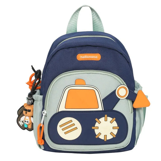 Blue Kids' Cartoon Backpack - Adorable Excavator Design with Spacious Compartments - Mekamart Australia