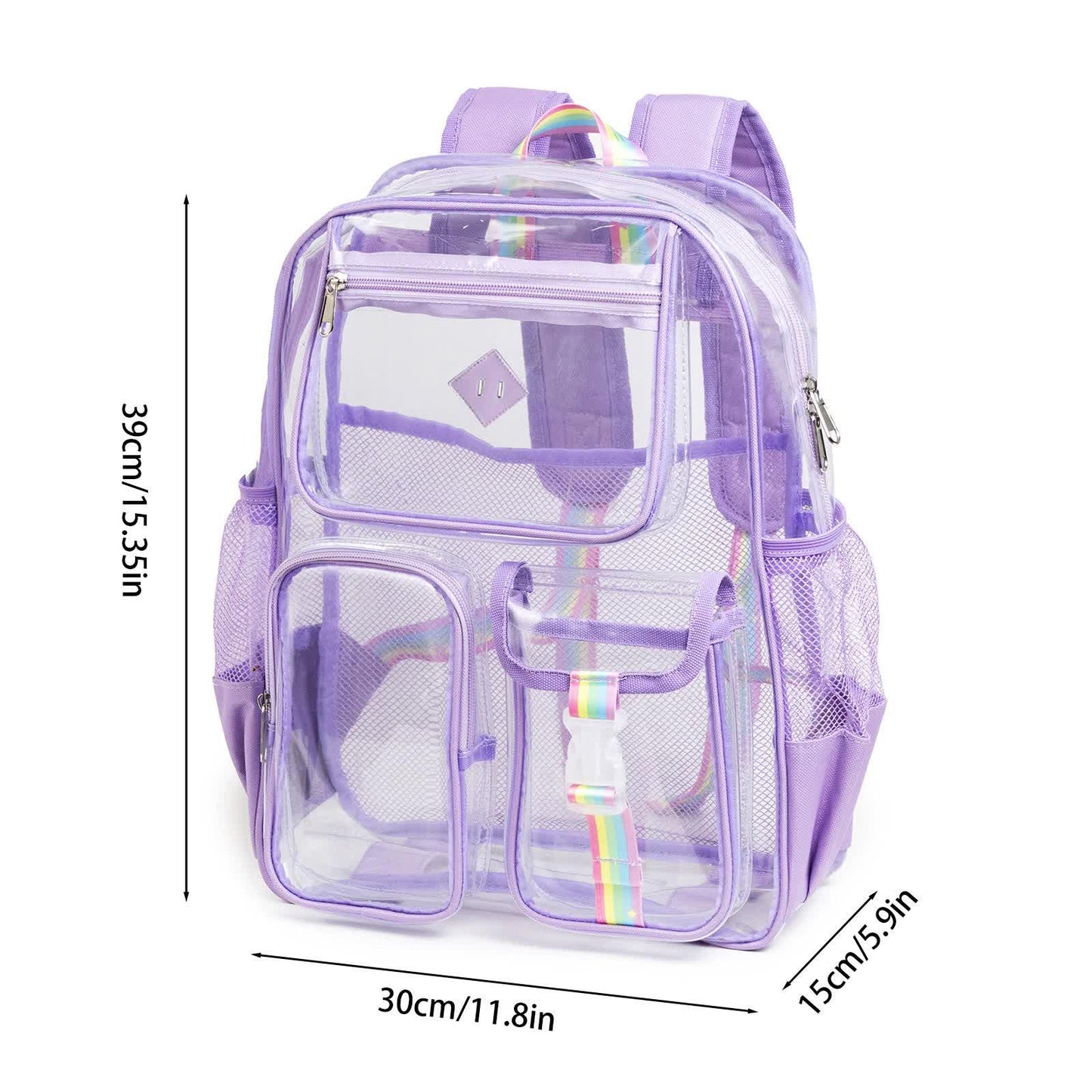 Black Clear Transparent Backpack - Stylish PVC School Bag with Multiple Pockets - Mekamart Australia