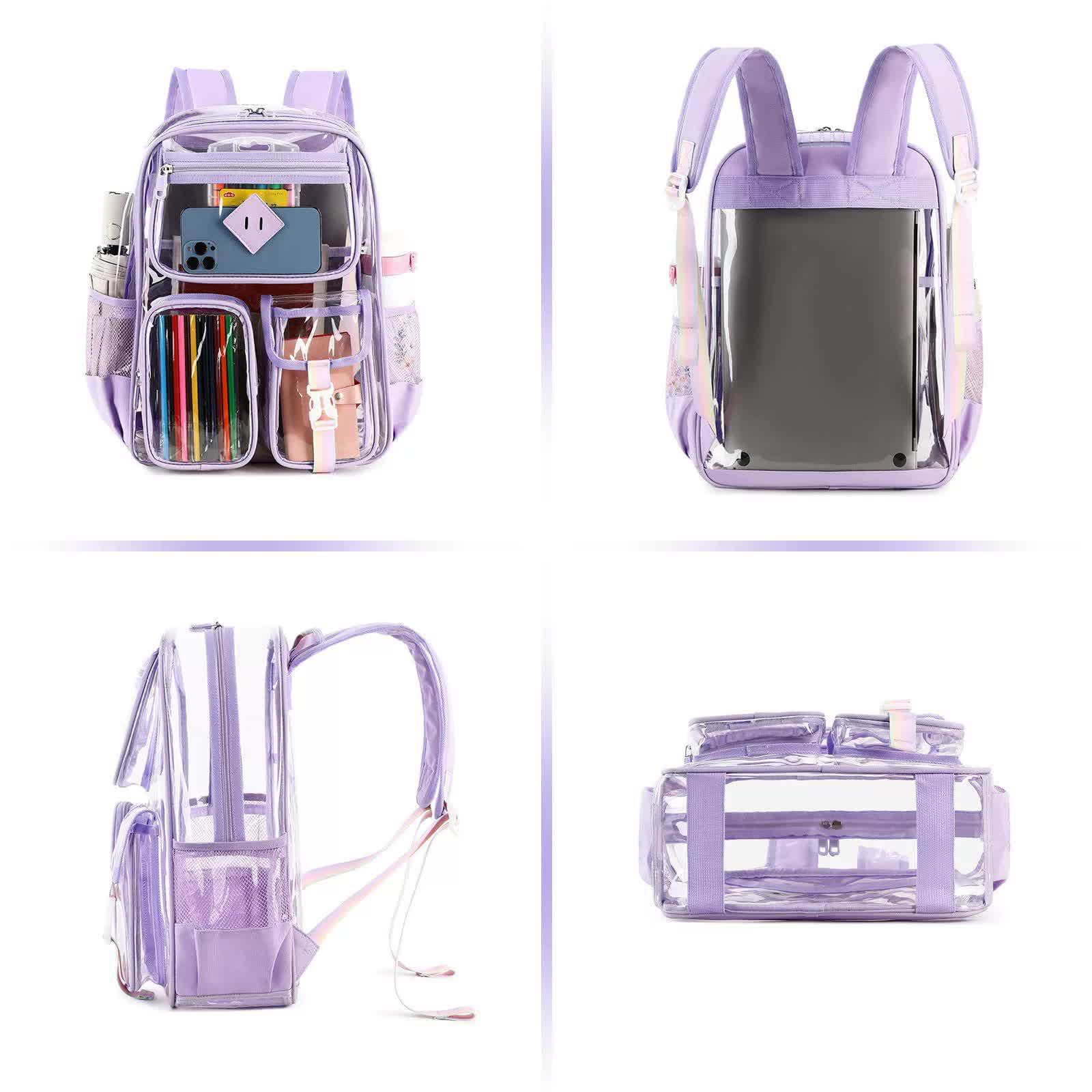 Black Clear Transparent Backpack - Stylish PVC School Bag with Multiple Pockets - Mekamart Australia