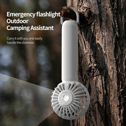 White Mini Handheld Rechargeable Fan - Portable USB-Powered Cooling with Keyring - Mekamart Australia