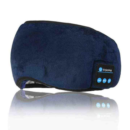 Blue Bluetooth 5.0 Wireless Sleep Eye Mask - Soft Plush Eye Cover with Built-in Speakers (13 x 16.5 x 6 cm) - Mekamart Australia