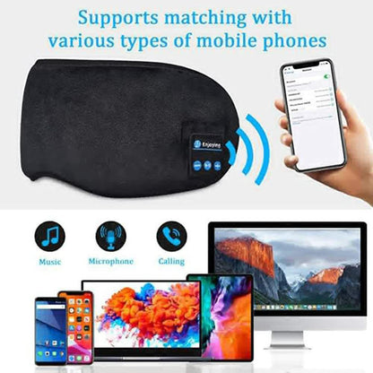 Grey Bluetooth 5.0 Wireless Sleep Eye Mask - Soft Plush Eye Cover with Built-in Speakers (13 x 16.5 x 6 cm) - Mekamart Australia