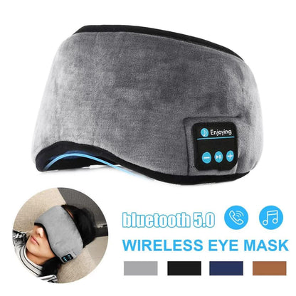 Brown Bluetooth 5.0 Wireless Sleep Eye Mask - Soft Plush Eye Cover with Built-in Speakers (13 x 16.5 x 6 cm) - Mekamart Australia