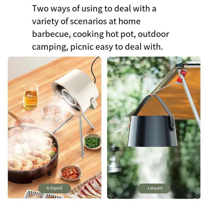 White Portable Retro-Style Desktop Air Purifier with Tripod Stand - Mekamart Australia