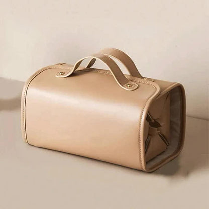 Brown Elegant Cosmetic Bag with Handle - Stylish and Compact for Travel and Storage - Mekamart Australia