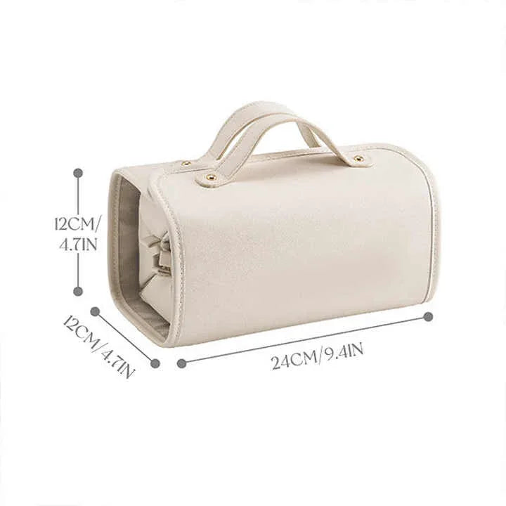 Brown Elegant Cosmetic Bag with Handle - Stylish and Compact for Travel and Storage - Mekamart Australia
