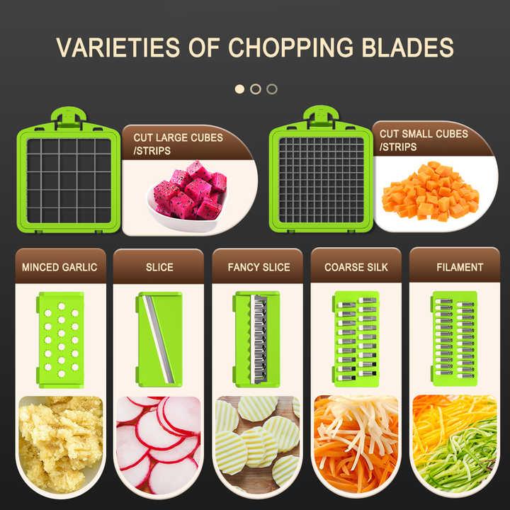 Black and white 14-Piece Multifunctional Vegetable Chopper and Slicer Set - Kitchen Cutting and Grating Tool - Mekamart Australia
