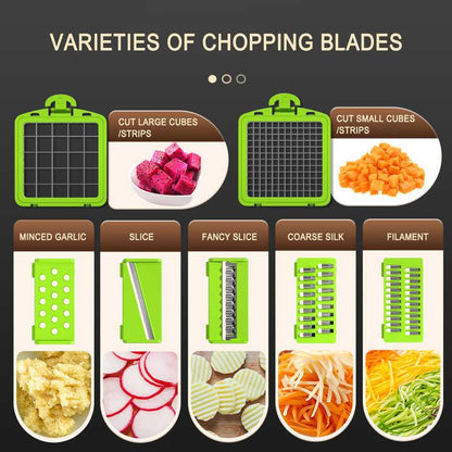 Black and white 14-Piece Multifunctional Vegetable Chopper and Slicer Set - Kitchen Cutting and Grating Tool - Mekamart Australia