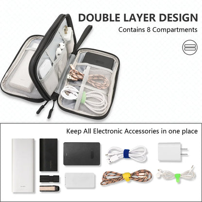 Black Portable Digital Organizer Bag – Multifunctional Storage for Power Banks, Cables, and Accessories(Photography Props Not Included) - Mekamart Australia