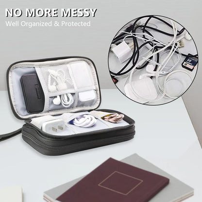 Black Portable Digital Organizer Bag – Multifunctional Storage for Power Banks, Cables, and Accessories(Photography Props Not Included) - Mekamart Australia