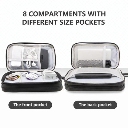 Black Portable Digital Organizer Bag – Multifunctional Storage for Power Banks, Cables, and Accessories(Photography Props Not Included) - Mekamart Australia
