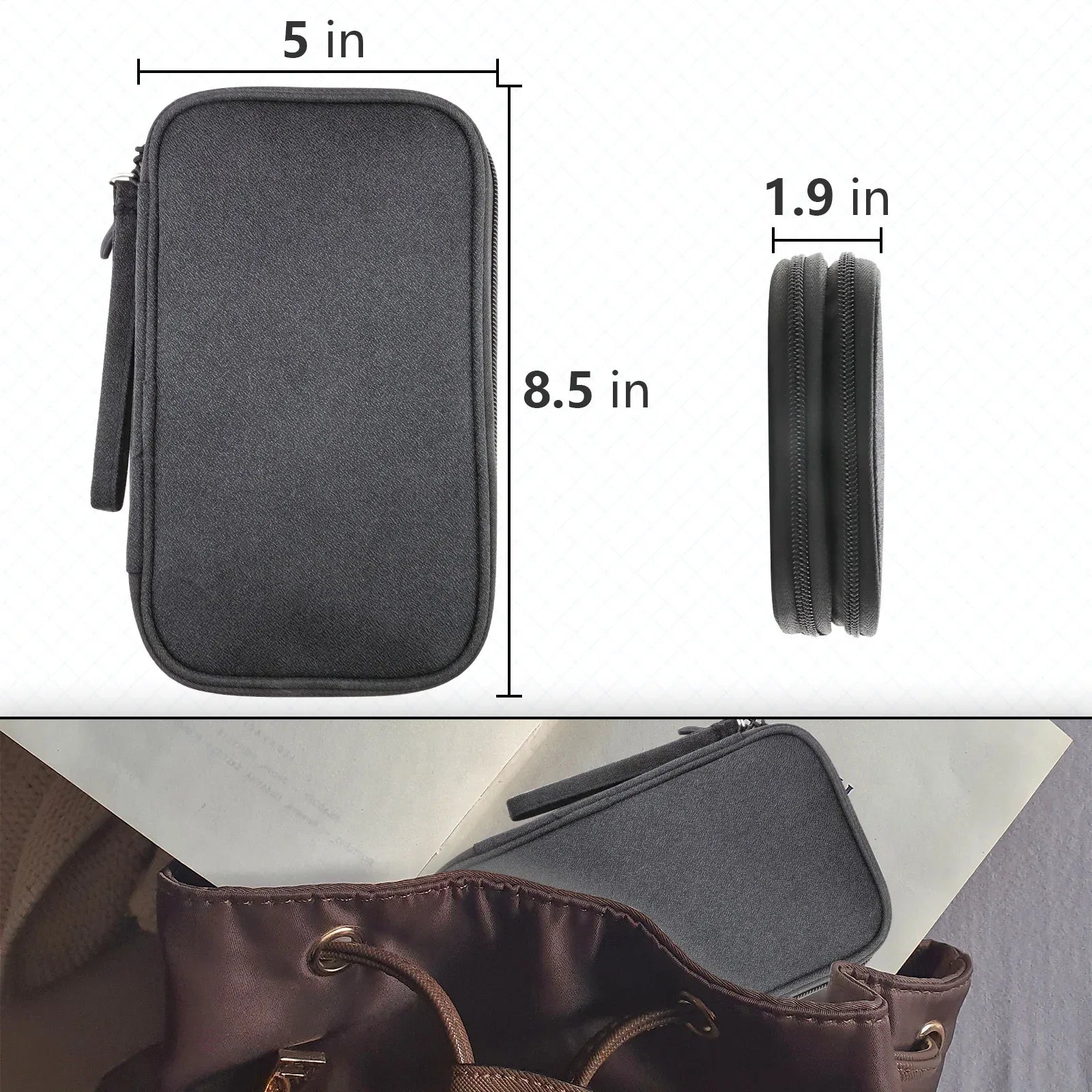 Black Portable Digital Organizer Bag – Multifunctional Storage for Power Banks, Cables, and Accessories(Photography Props Not Included) - Mekamart Australia