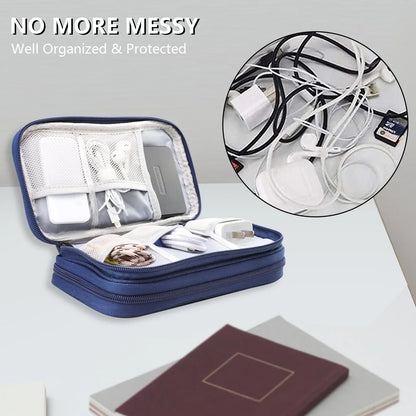 Dark Blue Portable Digital Organizer Bag - Multifunctional Storage for Power Banks, Cables, and Accessories(Photography Props Not Included) - Mekamart Australia