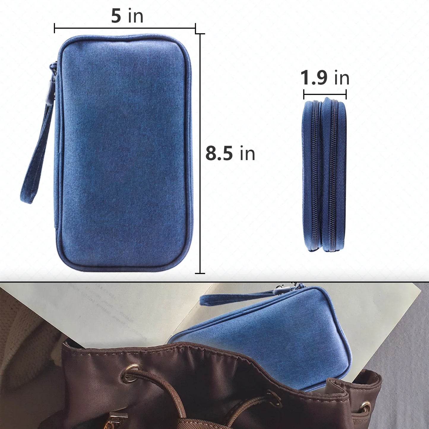 Dark Blue Portable Digital Organizer Bag - Multifunctional Storage for Power Banks, Cables, and Accessories(Photography Props Not Included) - Mekamart Australia