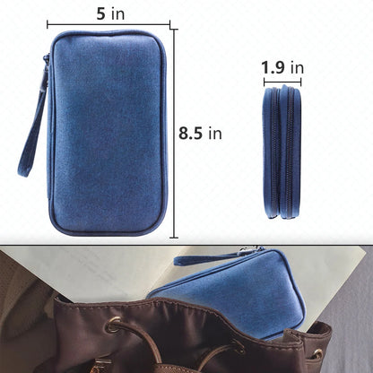 Dark Blue Portable Digital Organizer Bag - Multifunctional Storage for Power Banks, Cables, and Accessories(Photography Props Not Included) - Mekamart Australia