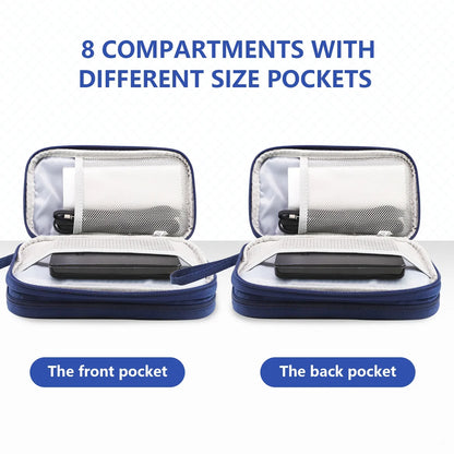 Dark Blue Portable Digital Organizer Bag - Multifunctional Storage for Power Banks, Cables, and Accessories(Photography Props Not Included) - Mekamart Australia
