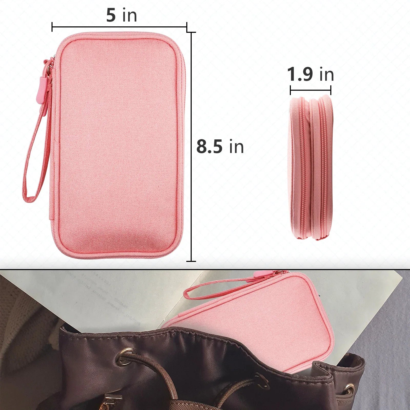 Pink Portable Digital Organizer Bag - Multifunctional Storage for Power Banks, Cables, and Accessories(Photography Props Not Included) - Mekamart Australia