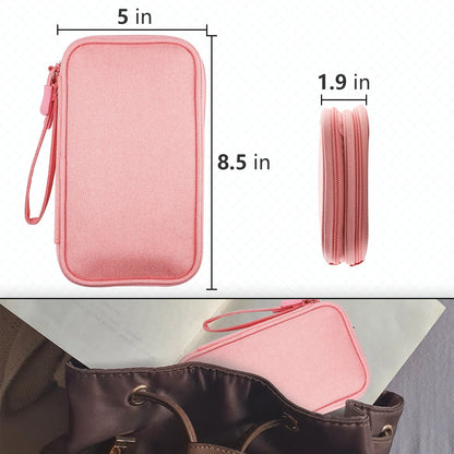 Pink Portable Digital Organizer Bag - Multifunctional Storage for Power Banks, Cables, and Accessories(Photography Props Not Included) - Mekamart Australia