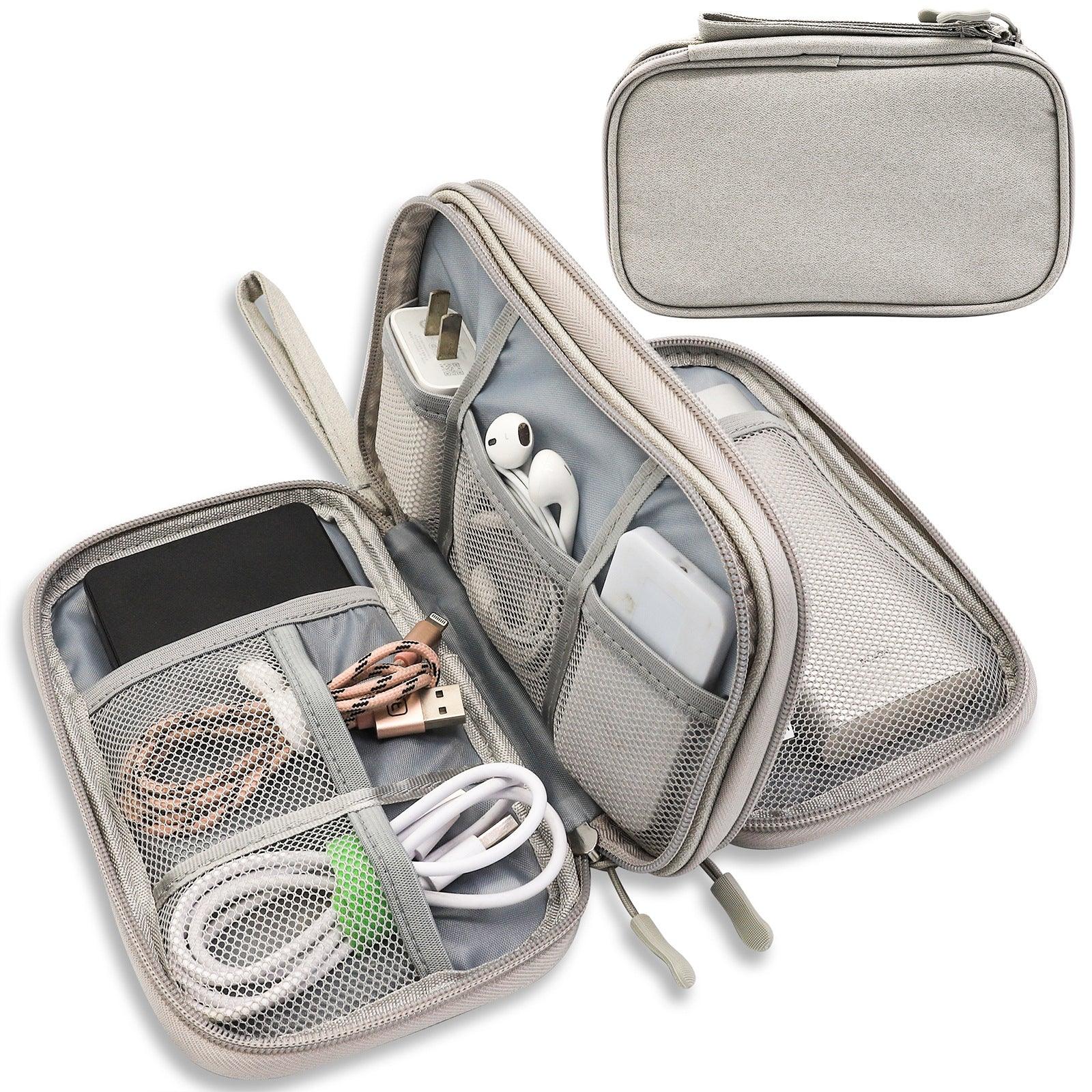 Grey Portable Digital Organizer Bag - Multifunctional Storage for Power Banks, Cables, and Accessories(Photography Props Not Included) - Mekamart Australia