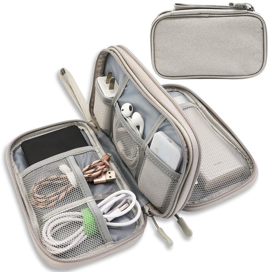 Grey Portable Digital Organizer Bag - Multifunctional Storage for Power Banks, Cables, and Accessories(Photography Props Not Included) - Mekamart Australia