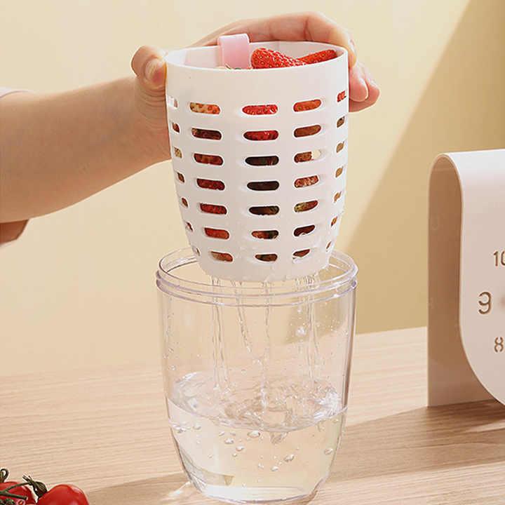 2 Pcs Purple Portable Leakproof Fruit and Salad Storage Box with Draining Function, Sealed Fresh-Keeping Bento Lunch Box with Fork, AS+PP+Silicone Material - Mekamart Australia