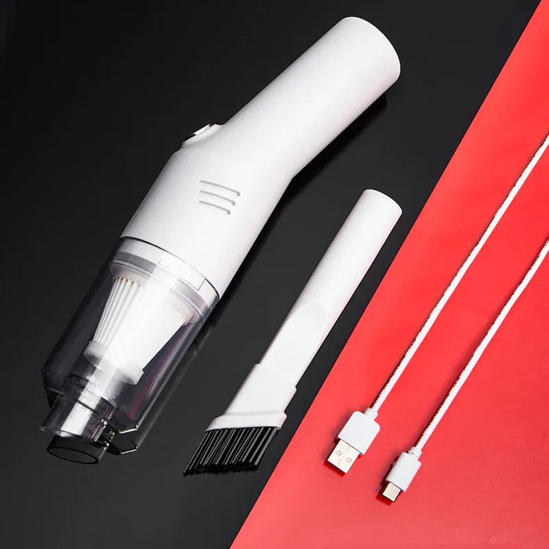 White Wireless Portable Vacuum Cleaner - Handheld Mini Car Vacuum for Wet & Dry Use, Pet Hair Remover, Lightweight Home Cleaner - Mekamart Australia