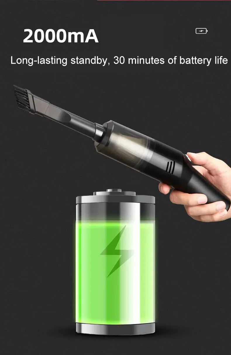 Black Wireless Portable Vacuum Cleaner - Handheld Mini Car Vacuum for Wet & Dry Use, Pet Hair Remover, Lightweight Home Cleaner - Mekamart Australia