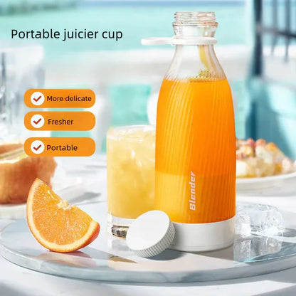 White Portable Rechargeable Blender Bottle, 500ml, USB Charging, 1200mAh, with 304 Stainless Steel Blade – For Smoothies and Juices On-The-Go - Mekamart Australia