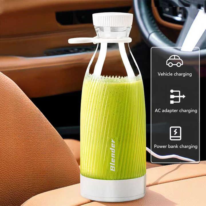 White Portable Rechargeable Blender Bottle, 500ml, USB Charging, 1200mAh, with 304 Stainless Steel Blade – For Smoothies and Juices On-The-Go - Mekamart Australia