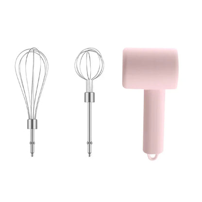 Pink Portable Electric Egg Beater with 3-Speed Adjustment, Dual Whisks, and Type-C Charging - Mekamart Australia